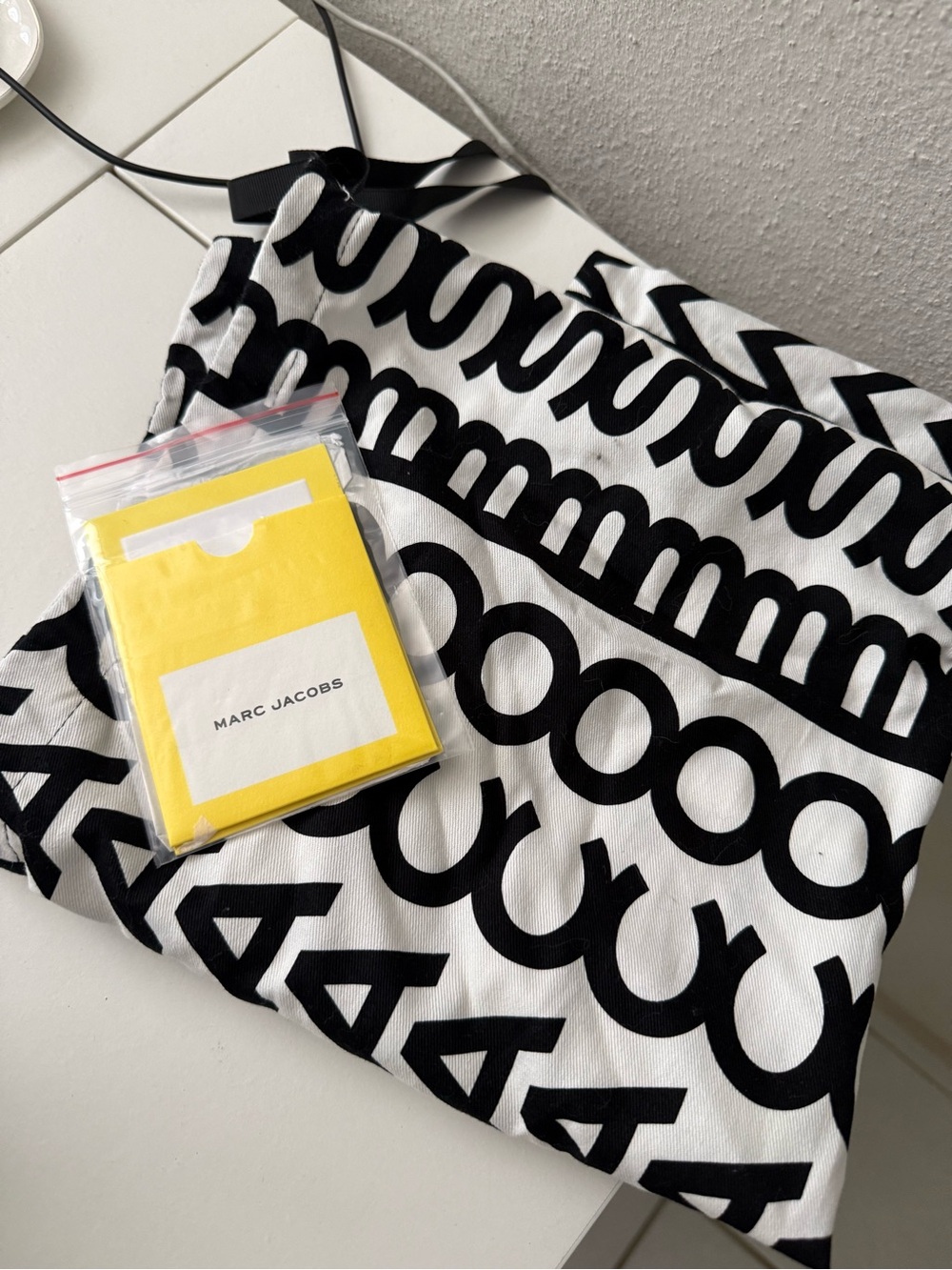 Marc Jacobs Black and Beige Logo Canvas Tote - Picture 4 of 5